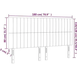 vidaXL LED Kopfteil Schwarz 180x5x118/128 cm Samt