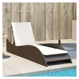 vidaXL Sonnenliege mit Auflage Braun 60x205x73 cm Poly Rattan