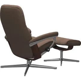 Stressless Stressless® Relaxsessel »Consul«, (Set, Relaxsessel mit Hocker), mit Hocker, mit Cross Base, Größe S, M & L, Holzakzent braun braun