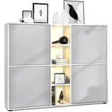 Vladon Highboard 130,5 x 105,5 x 35,5 cm Grau / Weiß