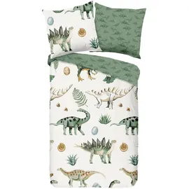 Muller Textiles Good Morning Kinder-Wendebettwäsche Gabi Renforcé grün-Natur-beige Größe 1x 135x200 cm atmungsaktiv, Schlaftextilien, Bettwäsche, Kinderbettwäsche