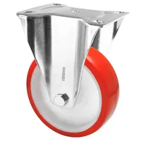 Wagner Soft-Bockrolle - Ø 100 mm, Stahl verzinkt, rot/weiß, Anschraubplatte, Tragkraft 75 kg - 04880001