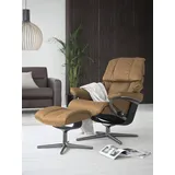 Stressless Stressless® »Reno«, (Set, Relaxsessel mit Hocker), mit Hocker, mit Cross Base, Größe S, M & L, Holzakzent Schwarz braun