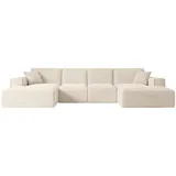 altdecor Ecksofa in U-Form Corner Sofa Bett Eckcouch Couch L-Form Wohnlandschaft Cauchsofa Sierra-U - 344x165x73 cm Beige