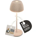 Briloner Tischlampe Akku LED Deko Lampe 13,5 cm Nachttischlampe Dimmbar Kabellos Beige