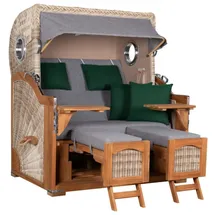 Mr. Deko Strandkorb Düne Grande Bullauge Teak PE Shell Dessin 571