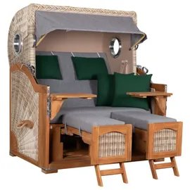 Mr. Deko Strandkorb Düne Grande Bullauge Teak PE Shell Dessin 571