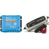 Victron Energy SmartSolar MPPT Laderegler 100V 20 Amp 48-Volt Solarladeregler (Bluetooth) & CTEK MXS 5.0, Batterieladegerät 12V, Temperaturkompensation