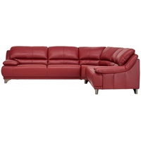 Xora Ecksofa, Rot, Leder, Echtleder, Rindleder, 4-5-Sitzer, Ottomane rechts, L-Form, 290x253 cm, Lederauswahl, Stoffauswahl, seitenverkehrt erhältlich, Hocker Rückenfutter, Wohnzimmer, Sofas & Couches, Wohnlandschaften, Ledersofas