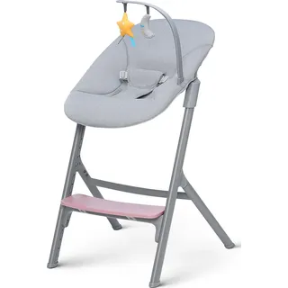 Kinderkraft Kinderhochstuhl LIVY + Babyliege CALMEE, 4in1, Stuhl für die ganze Familie, von Geburt bis 110 kg, Verstellbare, Ergonomische Rückenlehne, Minimalistisches niederländisches Design, Rose