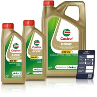 2x 1 L + 5 L = 7 LITER CASTROL Edge Fluid Titanium 5W-30 C3 Motoröl inkl. Castrol Ölwechselanhänger