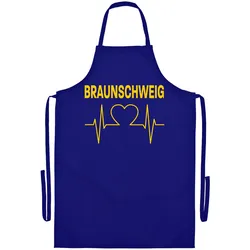 multifanshop Grillschürze - Braunschweig - Herzschlag - Druck gelb - Schürze