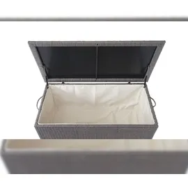 Mendler Poly-Rattan Kissenbox HWC-D88, Gartentruhe Auflagenbox Truhe ~ Premium grau, 80x160x94cm 950l