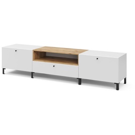 Vicco Lowboard Anteo, Weiß Oak, 200 x 45 cm, moderne Wohnzimmer Serie, Wohnwand