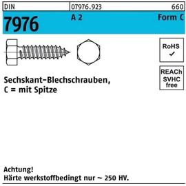 Reyher Blechschraube DIN 7976 Sechskant/Spitze C 4,2x 38 A 2 500 Stück