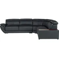 Vente-unique NAHIA, Ecksofa, Wohnzimmer, Schwarz, 5 Sitz(e), Schwarz, 600 kg - Schwarz