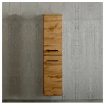 Lomadox - Badezimmerschrank Schmal 30 Cm Breit In Wotan Eiche Nb., Stehend Und Hängend Einsetzbar, B/h/t: Ca. 30/130/35 Cm