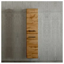 Lomadox - Badezimmerschrank Schmal 30 Cm Breit In Wotan Eiche Nb., Stehend Und Hängend Einsetzbar, B/h/t: Ca. 30/130/35 Cm
