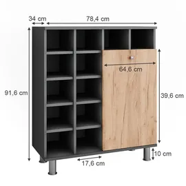 Vicco Wäscheschrank Fynn Anthrazit/Goldkraft Eiche 78.4 x 91.6 cm