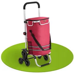 Juskys 3in1 Einkaufstrolley für Treppen - 56 L, modern & klappbar - Treppensteiger Trolley Rot