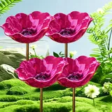 2026 Neu Metall Blumen Gartenstecker Vogeltränke, Vogeltränke Blumenstecker, Trinkschale Vögel, Handmade Metal Flower Garden Stake for Garden, Wassertränke Für Vögel, Bienens (4PC-C)