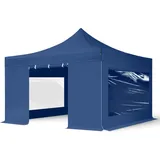TOOLPORT Faltzelt Faltpavillon Pavillon 4x4m - mit 4 Seitenteilen (Panoramafenster) Premium Dach Partyzelt blau