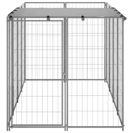 vidaXL Hundezwinger 2,42 m2 Stahl Silber