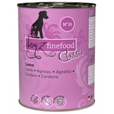 Dogz Finefood Hundefutter nass - N° 10 Lamm - Feinkost Nassfutter für Hunde & Welpen - getreidefrei & zuckerfrei - hoher Fleischanteil, 6 x 400 g Dose