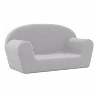 vidaXL Kindersofa 2-Sitzer Hellgrau Weich Plüsch