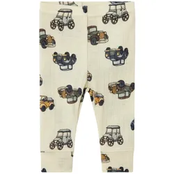 Leggings NAME IT "NBMWANG WOOL NEEDLE LONGJOHN NOOS", Baby, Gr. 56, N-Gr, weiß (snow weiß), Strick, Obermaterial: 100% Wolle, gemustert, casual, regular fit knöchellang, Hosen