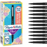Paper Mate Flair Filzstifte | mittlere Spitze (0,7 mm) | Schwarz | 12 Stück