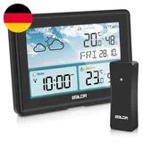 Wetterstation Funk Mit Außensensor, Thermometer Innen Außen, Hygrometer Mit Wett