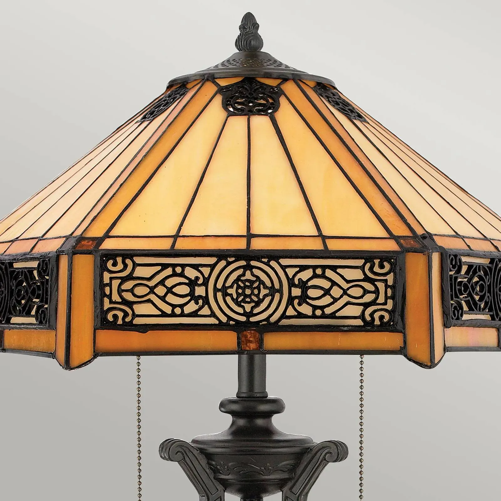 QUOIZEL Tiffany Tischlampe Indus, bronze / altmessing, für Wohn- / Esszimmer, Glas, Tiffany, Tischlampe - 40.6 cm - 40.6 cm - 58.4 cm