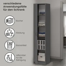 home collective Bücherregal Kleiderschrank 40 x 35 x 180 cm Anthrazit/Grau