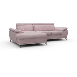 sit&more Ecksofa SIT & MORE "Cabrio L-Form, B: 295 cm, mit Sitztiefen-, Arm- & Kopfteilverstellung", rosa (rose), B:295cm H:87cm T:180cm, 100% Polyester, Sofas, Ecksofa, 2 Nierenkissen, Federkern, optional Bettfunktion und Stauraum