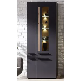 Stella Trading Standvitrine Loft Two Eiche Artisan Nachbildung graphit Lacklaminat supermatt (B/H/T)