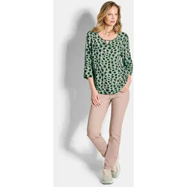 GOLDNER Elegante Viskosebluse mit Leo-Muster grau/grün 23