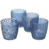 Boltze Windlicht Glas lackiert blau H 8 cm 4er Set