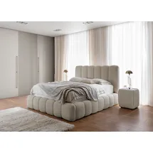 yourhouse24 Polsterbett Cande mit Bettkasten und Metallrahmen (Farbe: Catch me 02, Größe: 120x200 cm) - Beige