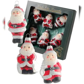 Krebs Glas Lauscha »Weihnachtsmänner«, Silberglitter 6-tlg. 8cm