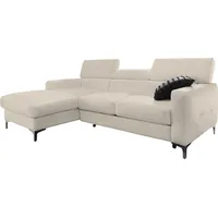Ecksofa COTTA "Sammy L-Form", beige (creme), B:226cm H:92cm T:105cm, Microfaser PRIMABELLE (100% Polyester);NaturLEDER in Sitz und Rücken/Kunstleder im Korpus;NaturLEDER (echtes Rindsleder), Rückseite mit Spannstoff bezogen, Sofas, Ecksofa, mit Kopfteilverstellung, wahlweise mit Bettfunktion