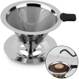 Kerry Kaffeefilter, Wiederverwendbarer Edelstahl-Mesh-Tropfer, Papierloser Tropfkegel Kaffeefilter mit Halter Küchenwerkzeuge für manuelle Kaffeemaschine, 1-4 Tassen
