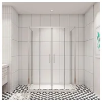 duschspa Komplettdusche 190cm Duschabtrennung Duschkabine Schiebetür Duschtür Dusche Glastür, BxT: 140x80 cm, Einscheibensicherheitsglas, Sicherheitsglas, Set, Schiebetür mit Seitenteil, ebenerdiger Einbau möglich 140 cm x 80 cm