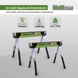 Trutzholm 2x Stahl Sägebock Falt Arbeitsbock höhenverstellbar bis 1300kg klappbar Werkbock