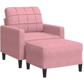 vidaXL Sessel mit Hocker Samt 50,1 x 80 x 62,9 cm Rosa