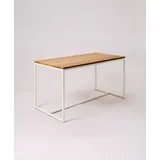 KAWENTSMANN Esstisch TALON Massivholztisch mit pulverbeschichtetem Stahlgestell (Tisch), aus massiver Eiche, mit Stahlgestell, Made in Germany, RAL-Farben weiß 160 cm x 76 cm x 80 cm