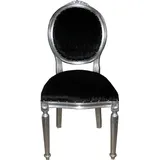 Casa Padrino Esszimmerstuhl Barock Medaillon Luxus Esszimmer Stuhl ohne Armlehnen in Schwarz / Silber - Limited Edition