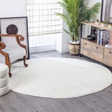 Surya Home Flauschiger Teppich Rund - Shaggy Teppich für Wohnzimmer, Schlafzimmer, Berber Abstrakter Langflor Hochflor Teppich Weiß flauschig - Teppich Rund 160cm Carpet in Weiß
