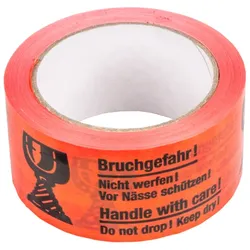 18 Rollen Rolle Klebeband PVC “Bruchgefahr“ (50 mm x 60 m) signalrot Paketband Transport Umzug Versand BB-Verpackungen