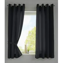 Gardinenbox 2er Set Vorhänge Schal Ösen »Berlin« HxB 175x140 cm Schwarz Blickdicht Microsatin Lichtdurchlässig Uni Matt, 20405N2